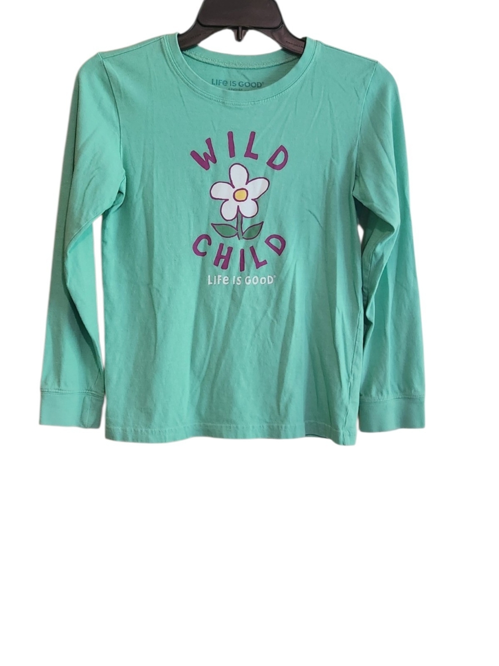 Life Is Good Crusher Mint Green Long Sleeve 'Wild Child' Flower Tee